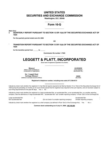 Thumbnail Leggett & Platt

 10-Q Quarterly Report FY 