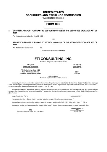 Thumbnail FTI Consulting 10-Q Quarterly Report FY 