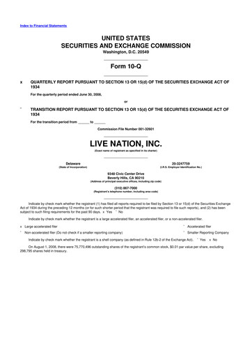 Thumbnail Live Nation
 10-Q Quarterly Report FY 