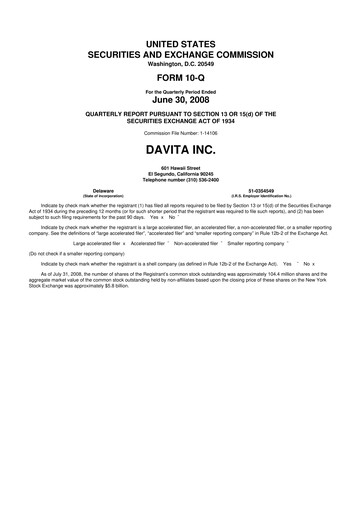 Thumbnail DaVita 10-Q Quarterly Report FY 