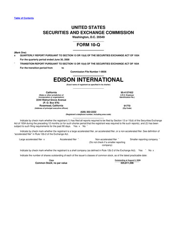 Thumbnail Edison International
 10-Q Quarterly Report FY 