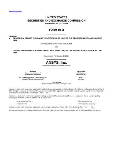 Vorschaubild Ansys 10-Q Quartalsbericht  