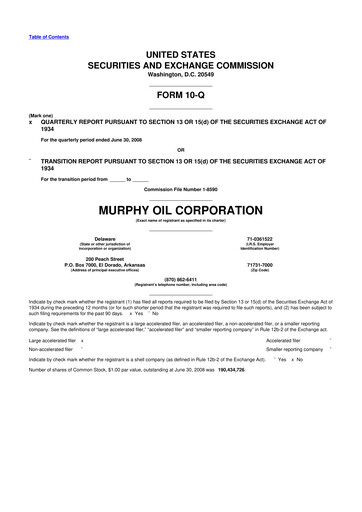 Thumbnail Murphy Oil
 10-Q Quarterly Report FY 
