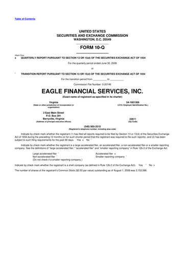 Thumbnail Eagle Financial Services 10-Q Quarterly Report FY 