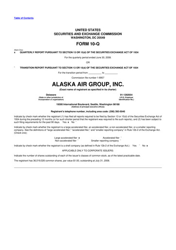 Thumbnail Alaska Airlines
 10-Q Quarterly Report FY 