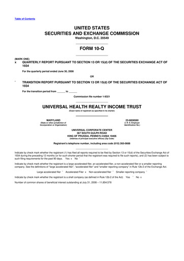 Vorschaubild Universal Health Realty Income Trust 10-Q Quartalsbericht  