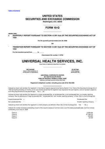 Thumbnail Universal Health Services
 10-Q Quarterly Report FY 