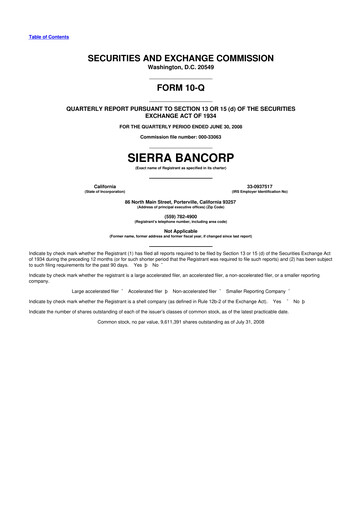 Thumbnail Sierra Bancorp
 10-Q Quarterly Report FY 