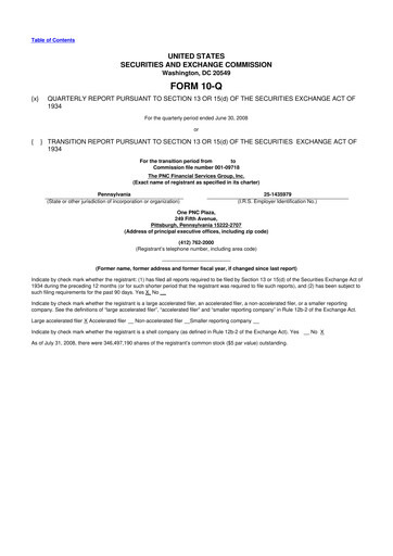 Thumbnail PNC Financial Services 10-Q Quarterly Report FY 