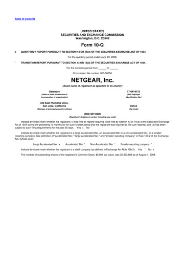 Miniature NETGEAR 10-Q Rapport trimestriel  