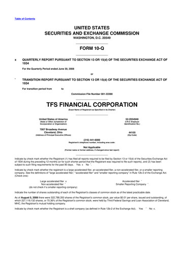Thumbnail TFS Financial 10-Q Quarterly Report FY 