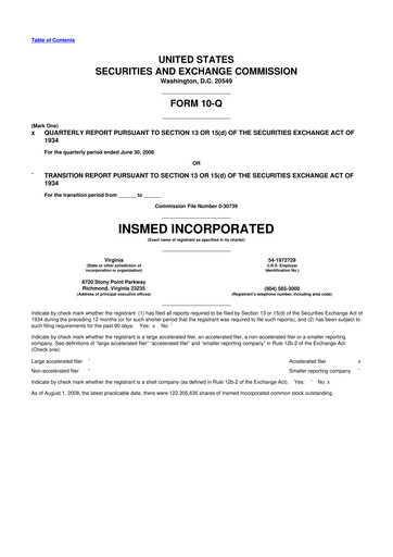 Vorschaubild Insmed 10-Q Quartalsbericht  