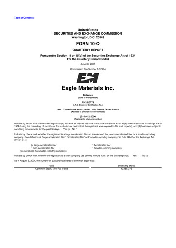 Thumbnail Eagle Materials
 10-Q Quarterly Report FY 