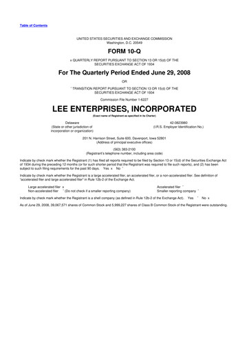 Thumbnail Lee Enterprises
 10-Q Quarterly Report FY 