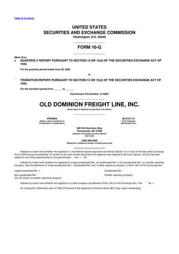 Thumbnail Old Dominion Freight Line
 10-Q Quarterly Report FY 