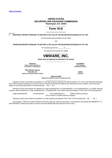 Miniature Vmware 10-Q Rapport trimestriel  