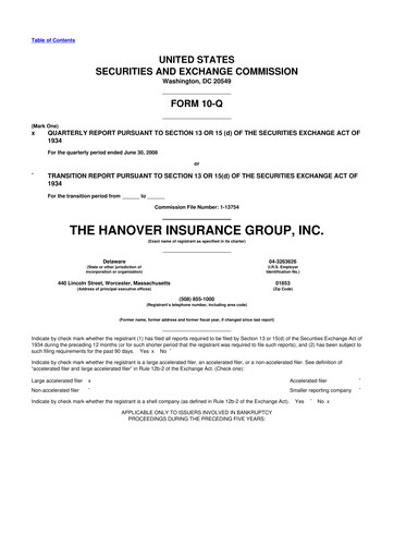 Thumbnail Hanover Insurance Group 10-Q Quarterly Report FY 