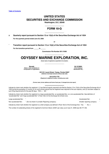 Thumbnail Odyssey Marine Exploration 10-Q Quarterly Report FY 