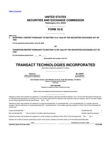 Thumbnail TransAct Technologies 10-Q Quarterly Report FY 
