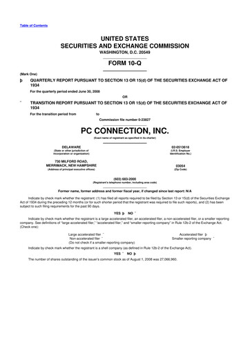 Miniature PC Connection
 10-Q Rapport trimestriel  