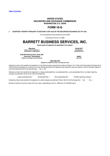Thumbnail Barrett Business Services 10-Q Quarterly Report FY 