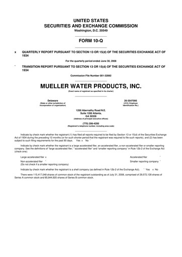 Thumbnail Mueller Water Products
 10-Q Quarterly Report FY 