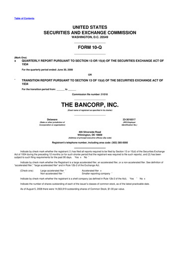 Thumbnail The Bancorp, Inc. 10-Q Quarterly Report FY 