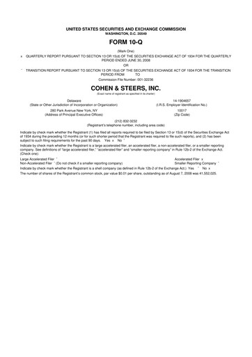 Thumbnail Cohen & Steers 10-Q Quarterly Report FY 