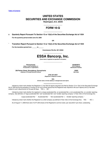 Thumbnail ESSA Bancorp 10-Q Quarterly Report FY 