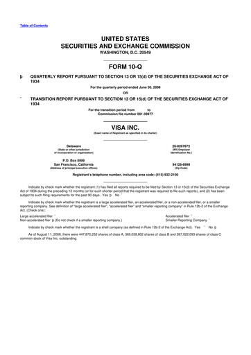 Vorschaubild Visa 10-Q Quartalsbericht  