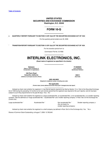 Thumbnail Interlink Electronics 10-Q Quarterly Report FY 