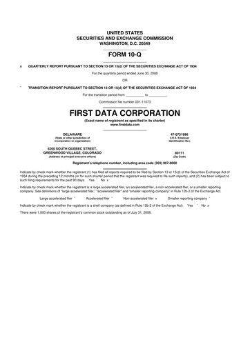 Thumbnail First Data Corporation 10-Q Quarterly Report FY 
