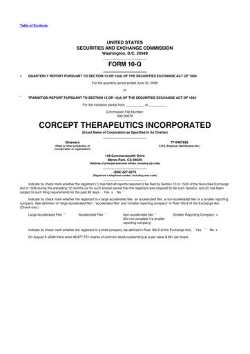 Thumbnail Corcept Therapeutics
 10-Q Quarterly Report FY 