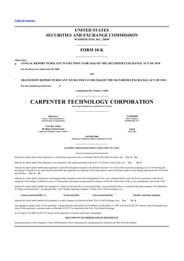 Thumbnail Carpenter Technology 10-K Annual Report 