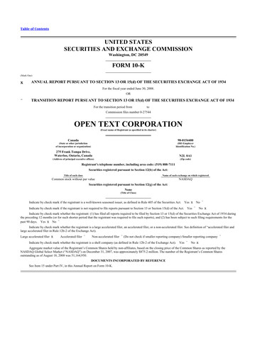 Thumbnail OpenText 10-K Annual Report 