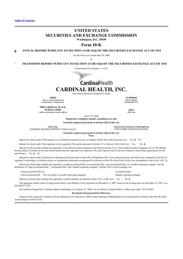 Thumbnail Cardinal Health 10-K Annual Report 