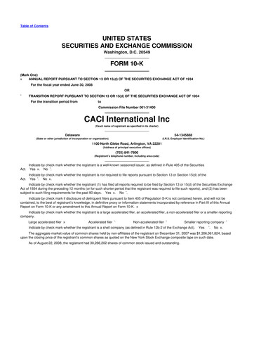 Miniature CACI International Inc 10-K Rapport annuel 