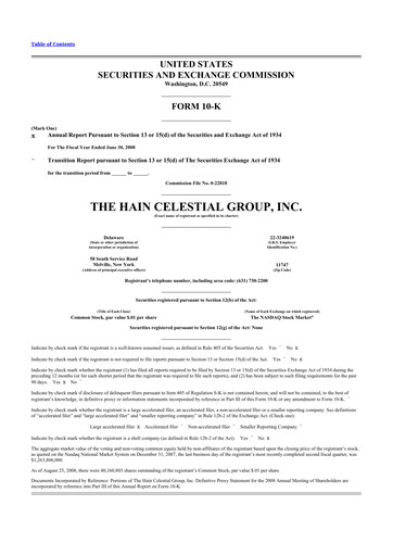 Thumbnail Hain Celestial 10-K Annual Report 