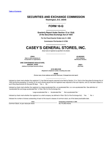 Thumbnail Casey's General Stores
 10-Q Quarterly Report FY 