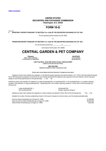 Miniature Central Garden & Pet 10-Q Rapport trimestriel  