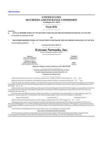 Thumbnail Extreme Networks
 10-K Annual Report 