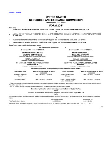 Thumbnail BHP Group 20-F Annual Report 