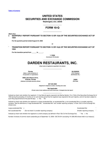 Vorschaubild Darden Restaurants
 10-Q Quartalsbericht  