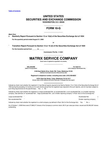 Thumbnail Matrix Service Company 10-Q Quarterly Report FY 