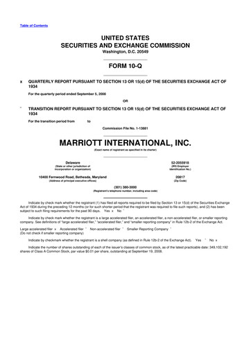 Vorschaubild Marriott International 10-Q Quartalsbericht  