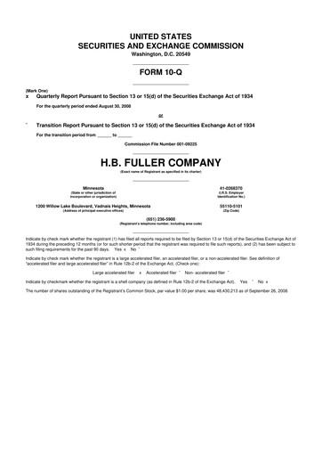 Thumbnail H.B. Fuller
 10-Q Quarterly Report FY 