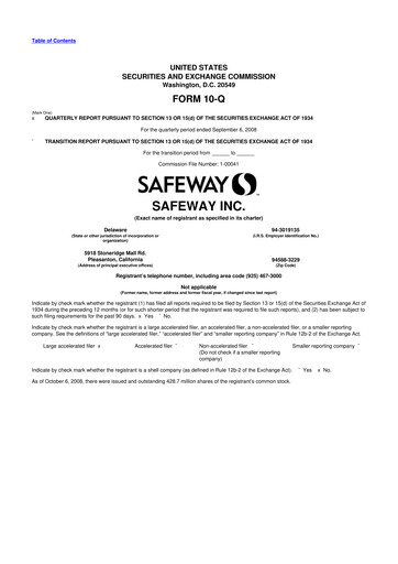 Thumbnail Safeway 10-Q Quarterly Report FY 