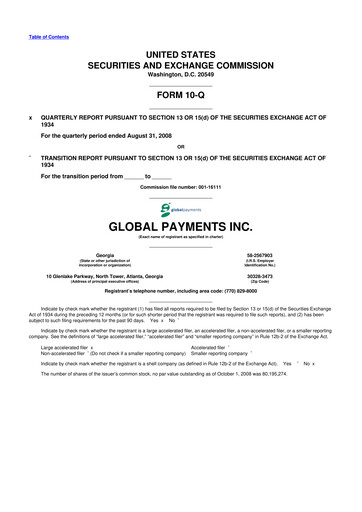 Thumbnail Global Payments 10-Q Quarterly Report FY 