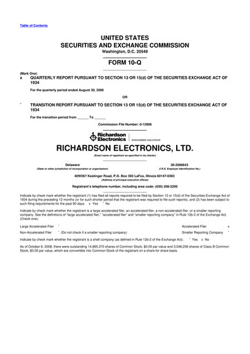 Miniature Richardson Electronics 10-Q Rapport trimestriel  