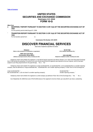 Thumbnail Discover Financial Services 10-Q Quarterly Report FY 